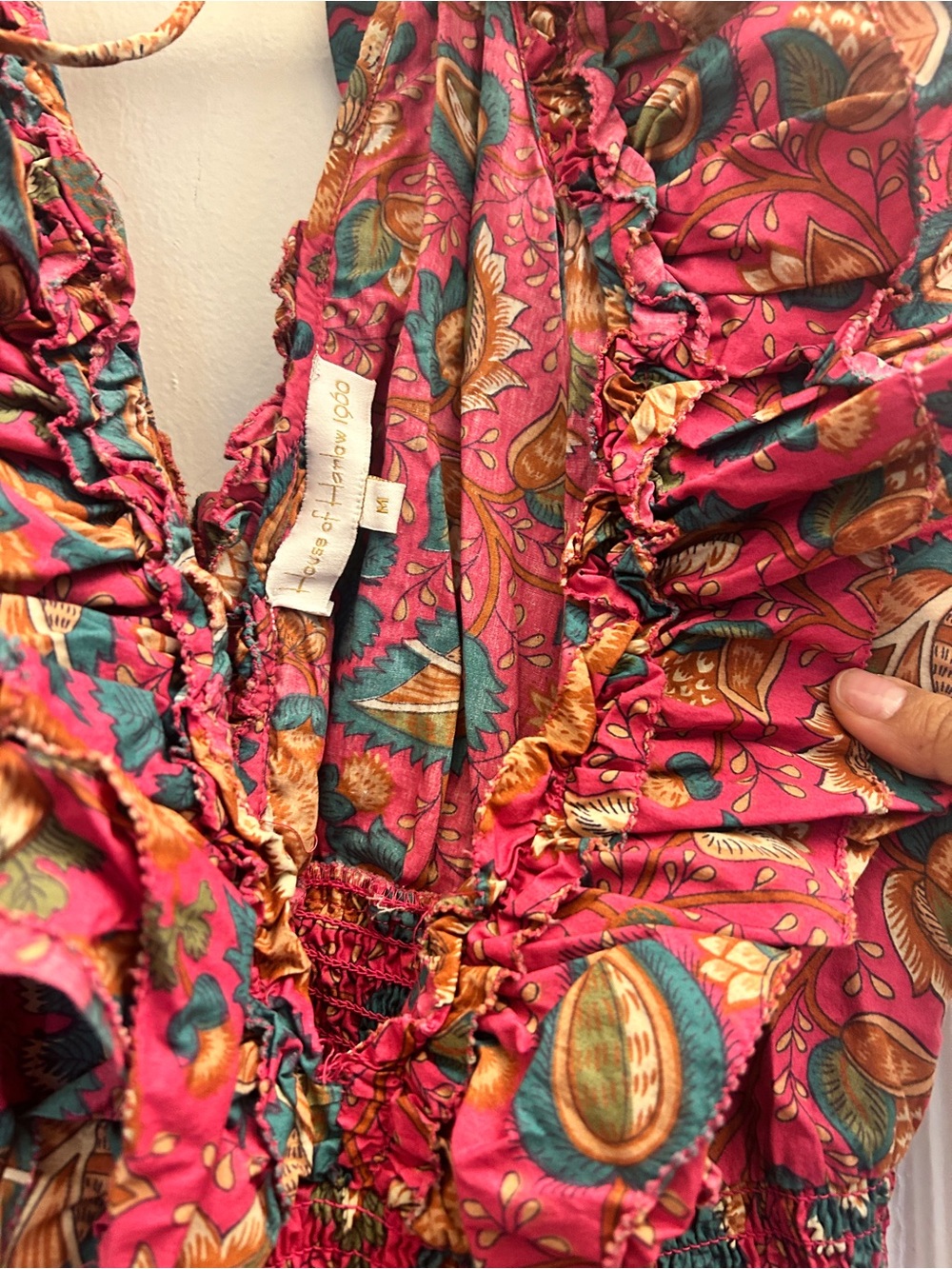 House of Harlow Hot Pink Paisley-Print Ruffled Maxi Dress